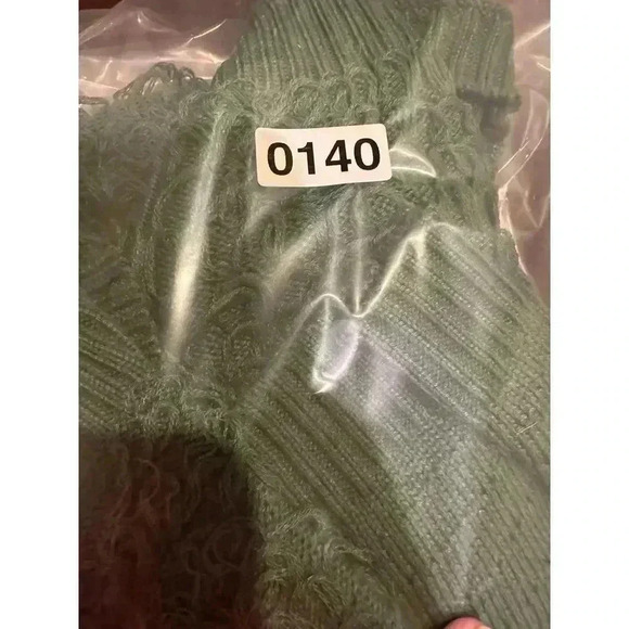 Mighty Fine Womens XL Loop Knit Green Pearl Cropped Cardigan Sweater Preppy‎ - Picture 10 of 10